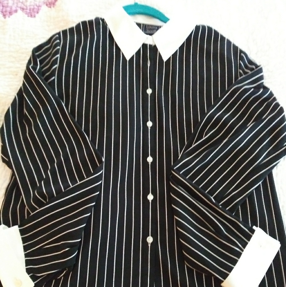 COPY - Laura Scott Pin Stripe Blouse Silk and Polyester